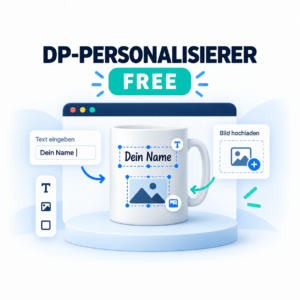 DP-Personalisierer Free DP-Personalisierer Free – Wunschtext und Bild-Upload mit sicherem Bildrand